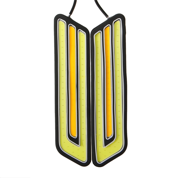 Pair-U-Shape-800LM-White--Yellow-COB-LED-DRL-Daytime-Running-Fog-Turn-Signal-Light-1122163