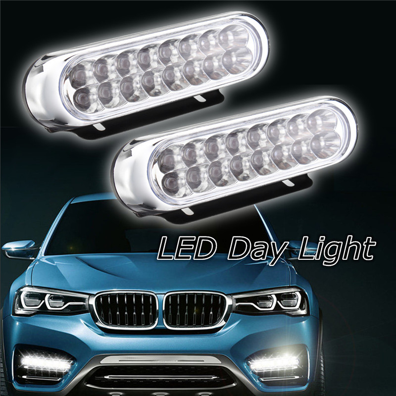 Pair-Universal-16-LED-Car-Daytime-Running-Lights-DRL-Fog-Day-Driving-Lamp-12V-White-40224
