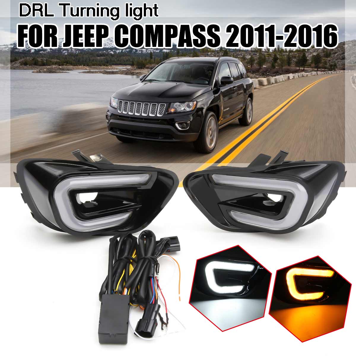 WhiteYellow-LED-Daytime-Running-Lights-DRL-Turn-Signal-Lamps-Pair-For-Jeep-Compass-2011-2016-1593098