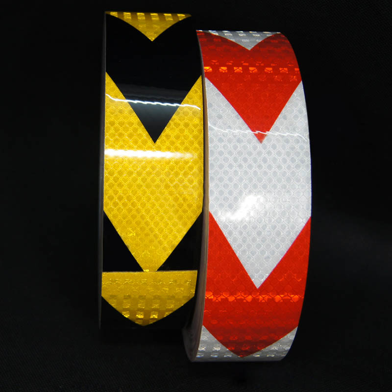 1m45m-Traffic-Warning-Safety-Reflective-Strips-Black-YellowRed-White-Arrow-Sticker-1048536