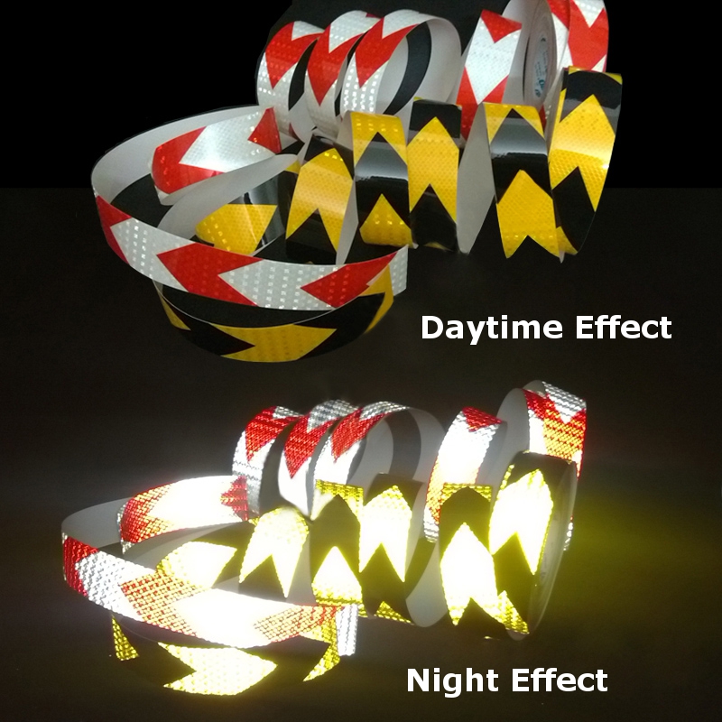 1m45m-Traffic-Warning-Safety-Reflective-Strips-Black-YellowRed-White-Arrow-Sticker-1048536