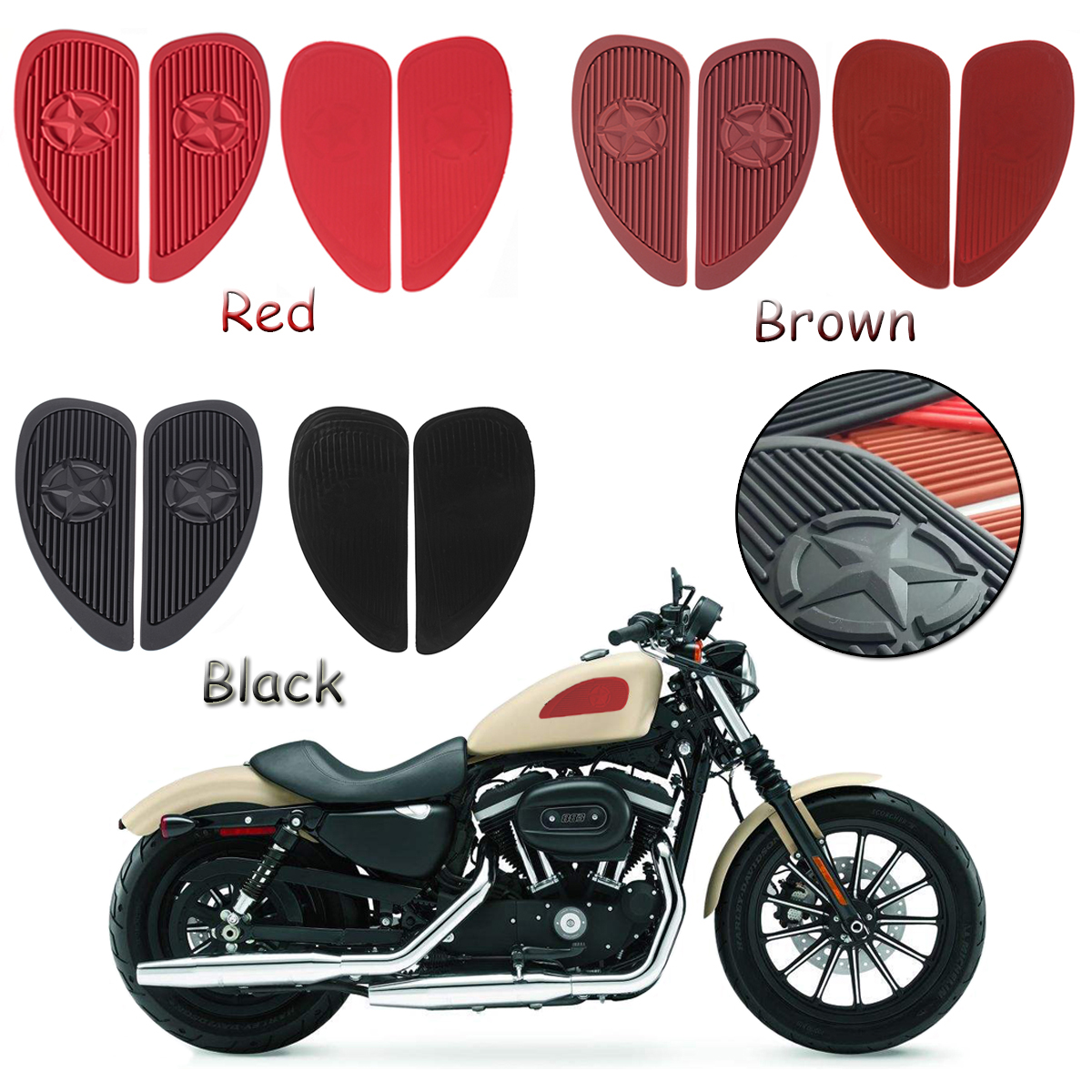 Pair-Motorcycle-Cafe-Racer-Fuel-Tank-Cap-Pad-Protector-Rubber-Decal-Sticker-Universal-1371161
