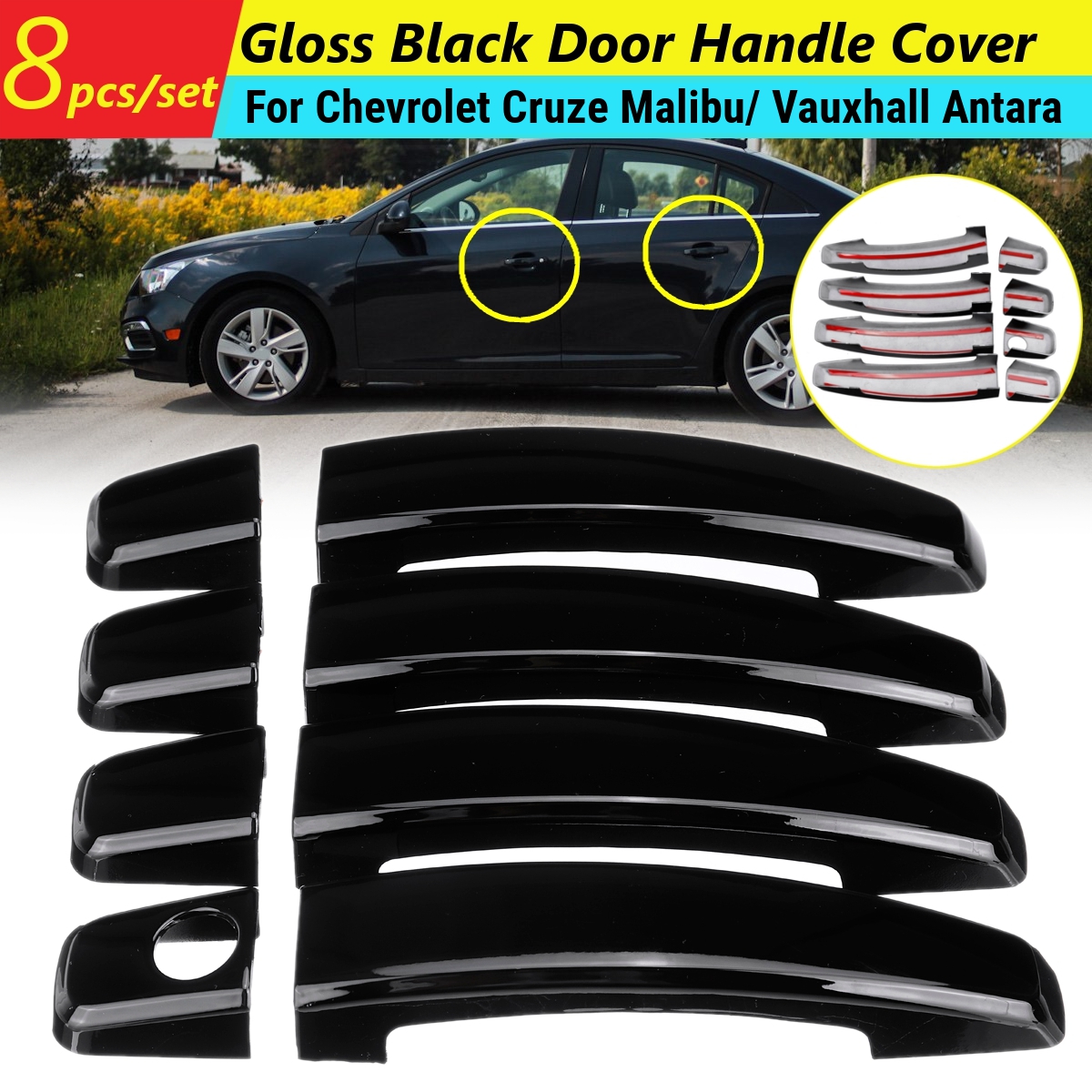 8PCS-Set-ABS-Glossy-Black-4-Door-Handle-Covers-For-Chevrolet-Cruze-Malibu-Vauxhall-Antara-Corsa-1784029