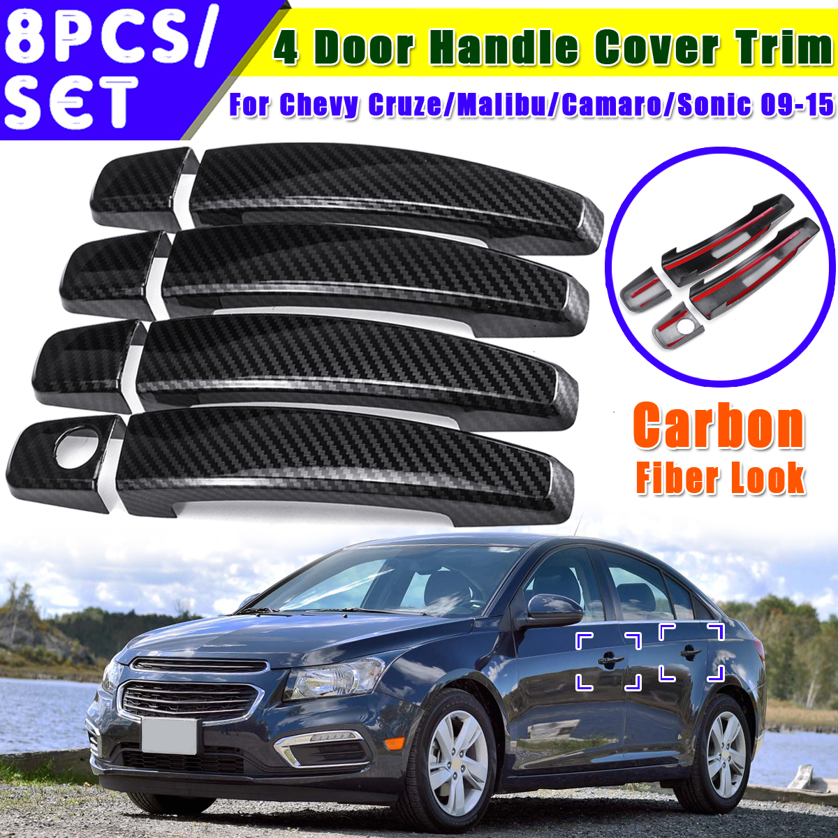 8Pcs-Plastic-Carbon-Fiber-Look-4-Door-Handle-Cover-Trim-For-Chevy-CruzeMalibuCamaroSonic-09-15-1661449