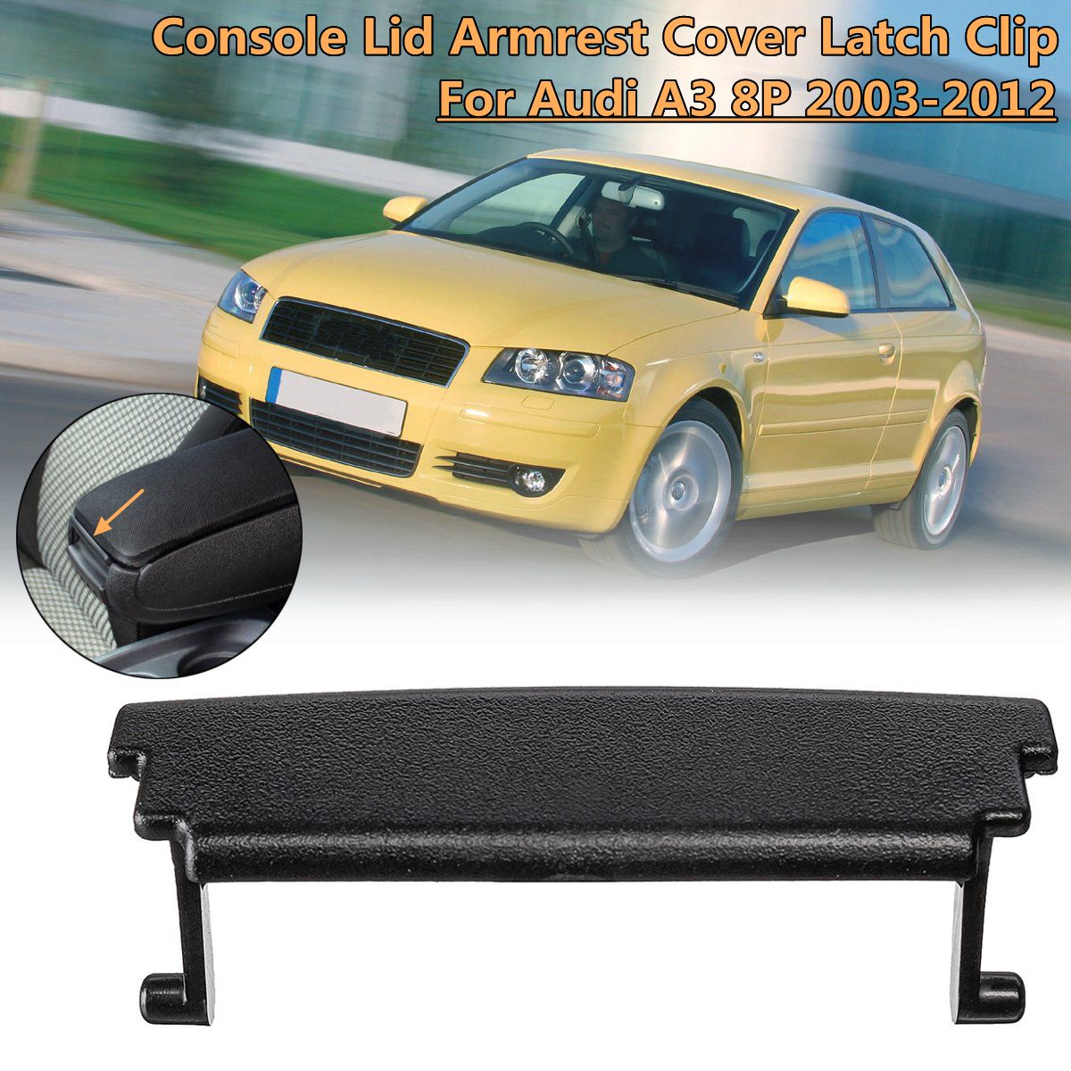 Armres-Console-Center-Armrest-Cover-Lid-Latch-Clip-Black-For-Audi-A3-8P-2003-2012-Car-1602088