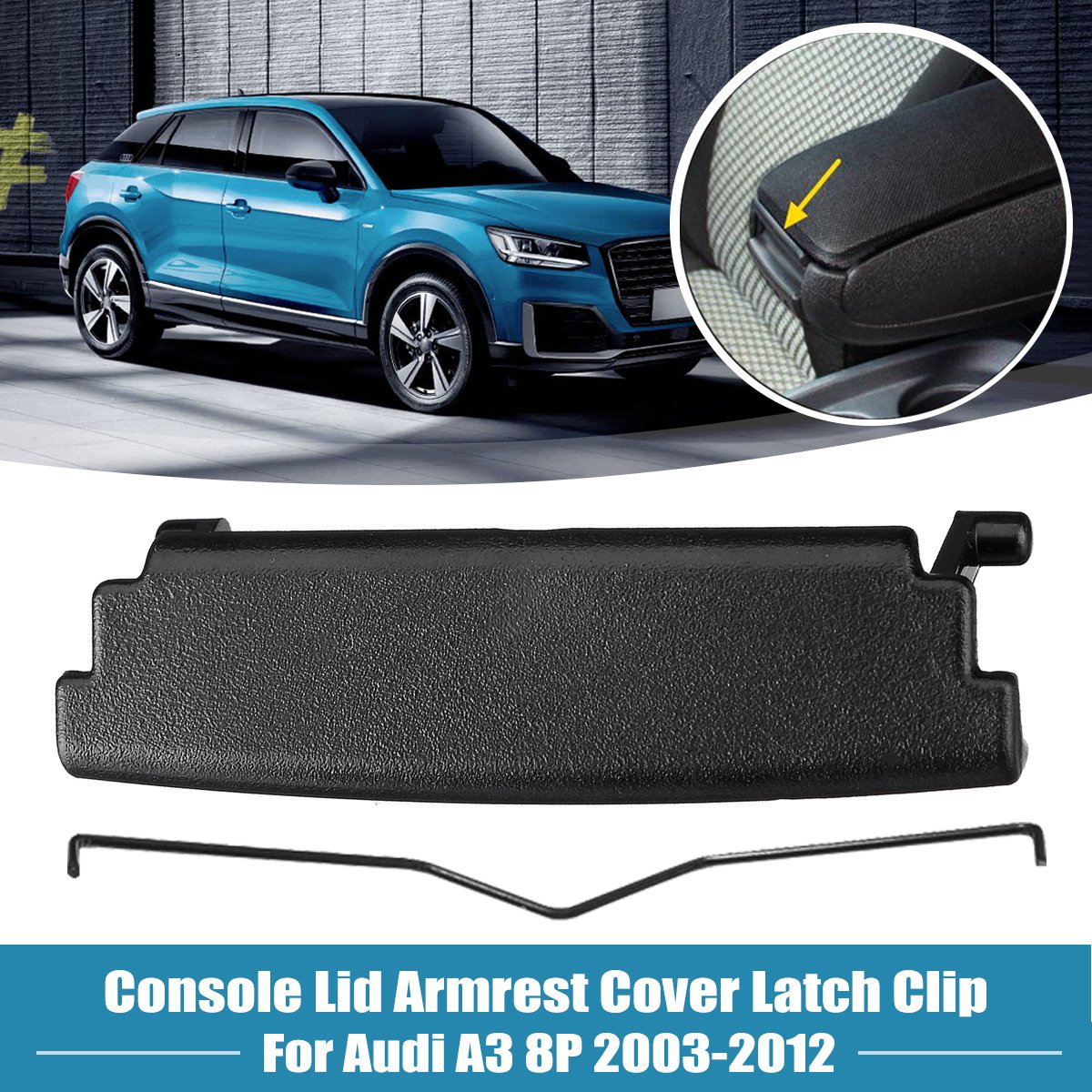 Armres-Console-Center-Armrest-Cover-Lid-Latch-Clip-Black-For-Audi-A3-8P-2003-2012-Car-1602088