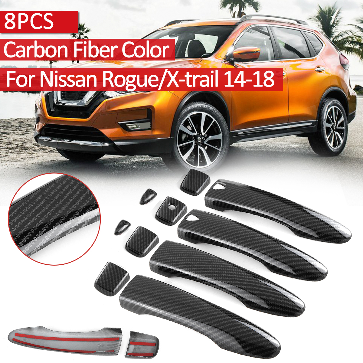 Car-Carbon-Fiber-Door-Handle-Cover-Trims-8PCS-Kit-for-Nissan-Qashqai-Rogue-X-trail-2014-2018-1465971