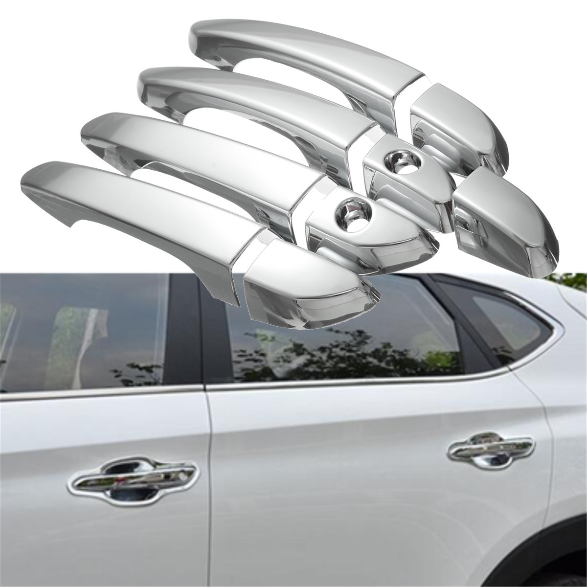 Chrome-Door-Catch-Handle-Cover-Molding-Garnish-Trim-For-HYUNDAI-2016-2017-Tucson-1121392