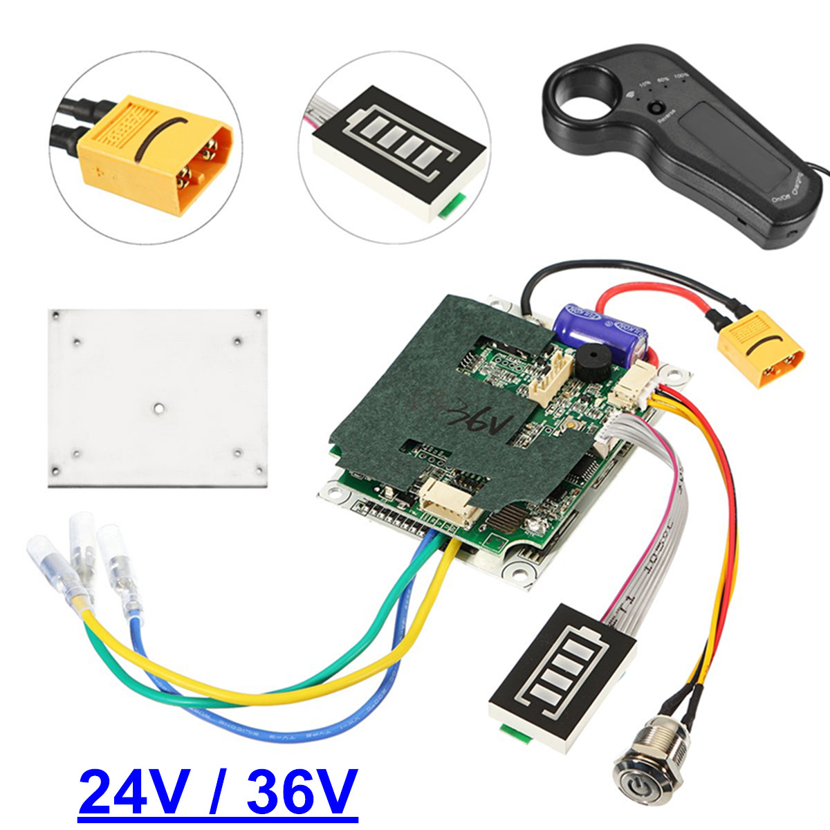 2436V-Single-Wheel-Hub-Motor-Electric-System-Driver-Pulse-Longboard-Skateboard-Controller-Remote-ESC-1504245