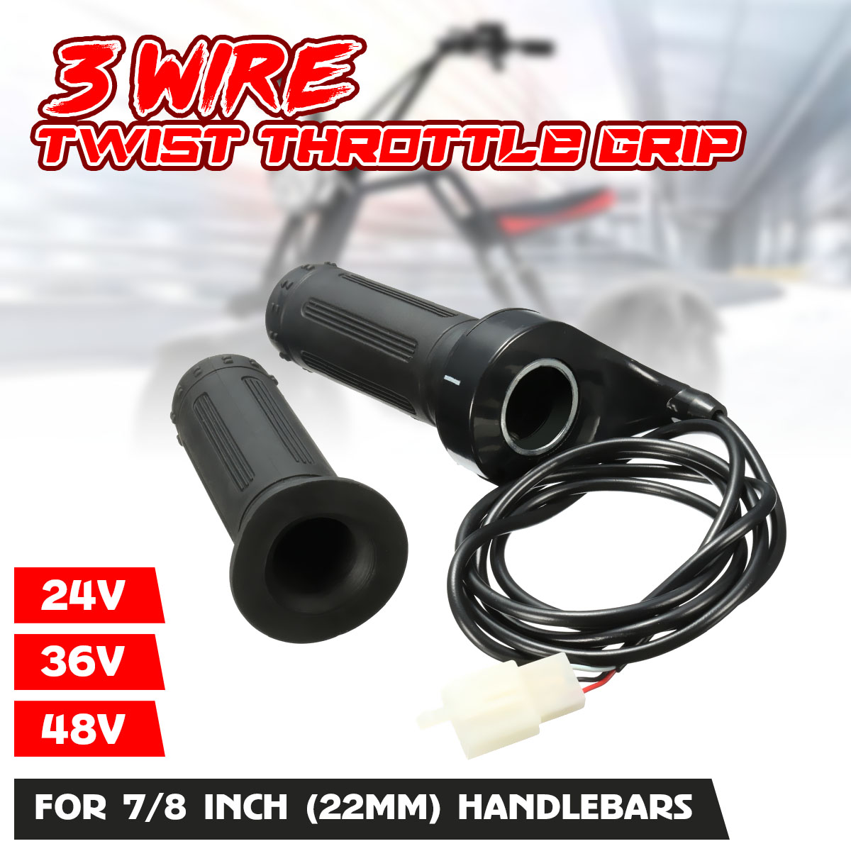 24V-36V-48V-3-Wire-Twist-Throttle-Hand-Grip-For-Electirc-Scooter-Bike-78quot-Handlebar-1072620