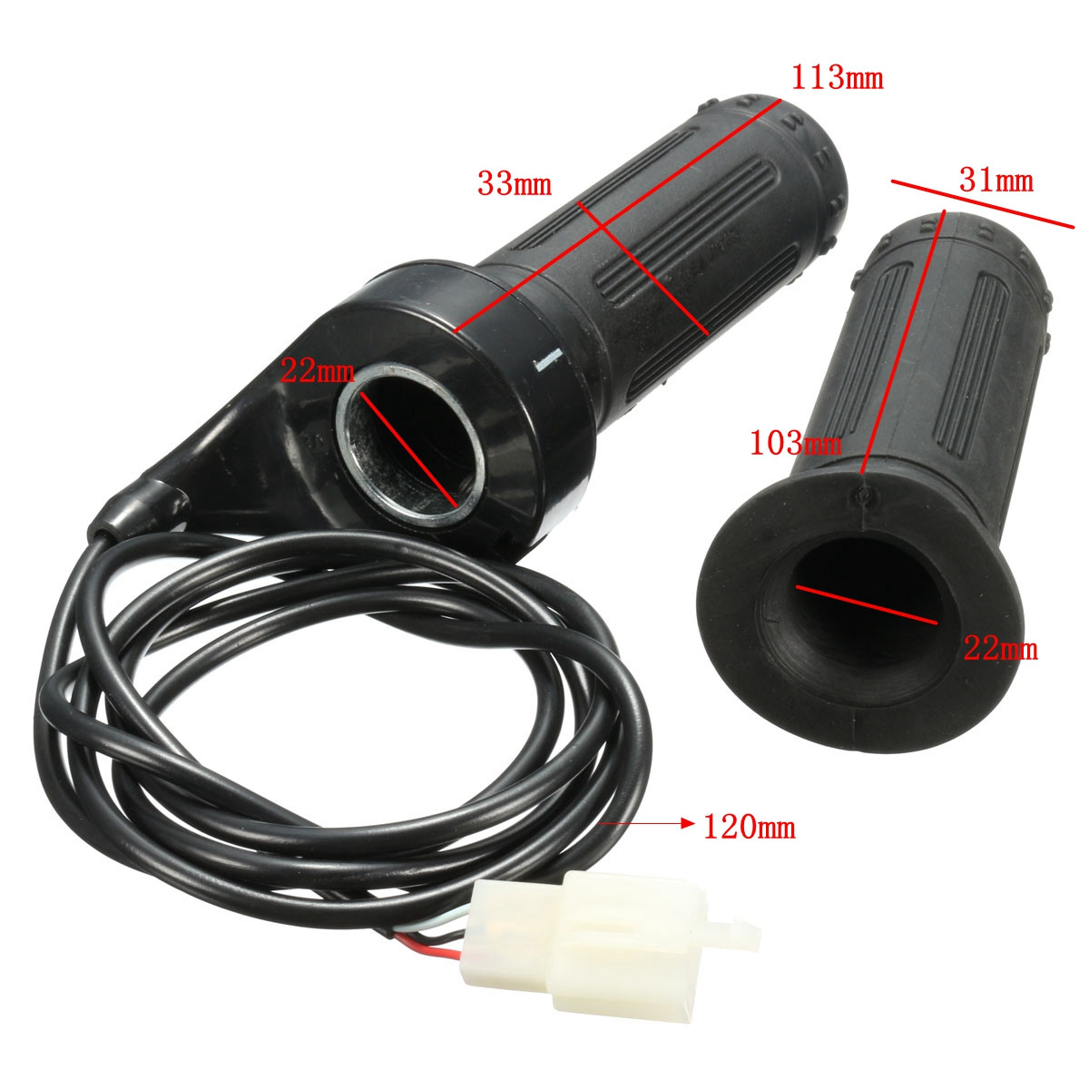 24V-36V-48V-3-Wire-Twist-Throttle-Hand-Grip-For-Electirc-Scooter-Bike-78quot-Handlebar-1072620