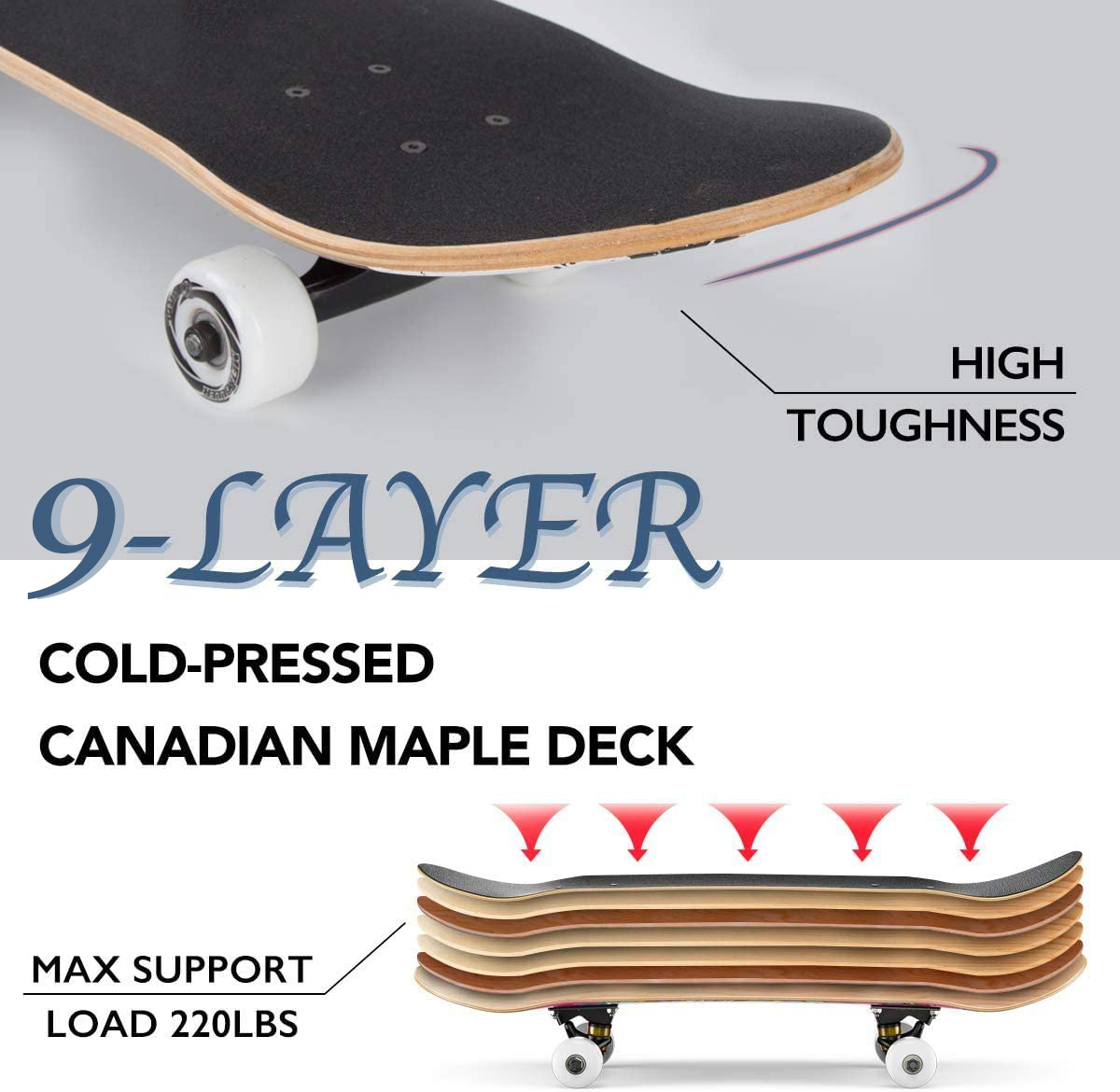 31quot-Skateboard-Retro-Complete-Deck-Cruiser-Skater-Skating-Wooden-Board-1818285