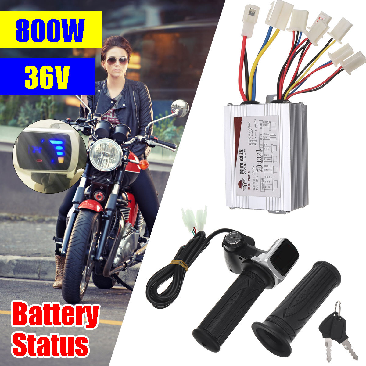 Scooter-36V-800W-Motor-Brushed-Speed-Controller-Throttle-Twist-Grip-E-Bike-Razor-1735442