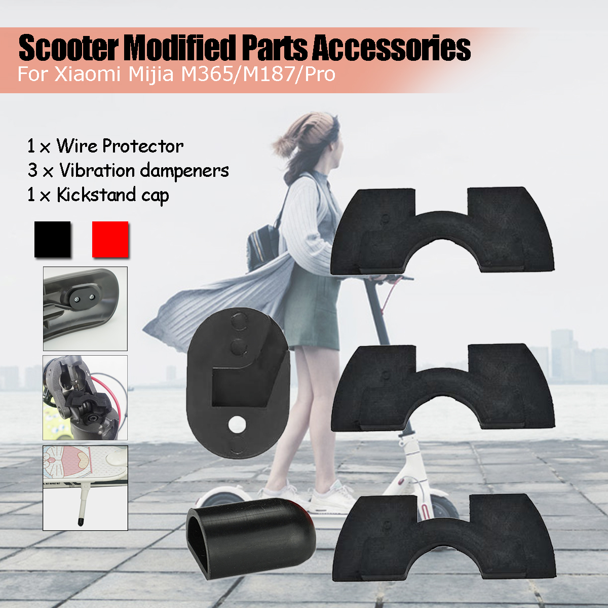 Tail-Light-Wire-Protector--Anti-Vibration-Shims--kick-Stand-Cap-for-M365M187Pro-Scooter-Modified-Par-1557695
