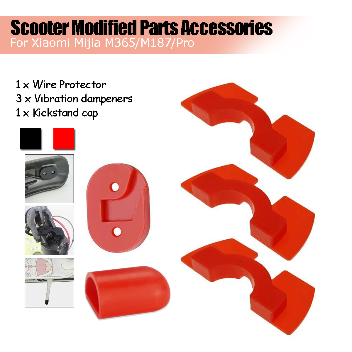 Tail-Light-Wire-Protector--Anti-Vibration-Shims--kick-Stand-Cap-for-M365M187Pro-Scooter-Modified-Par-1557695