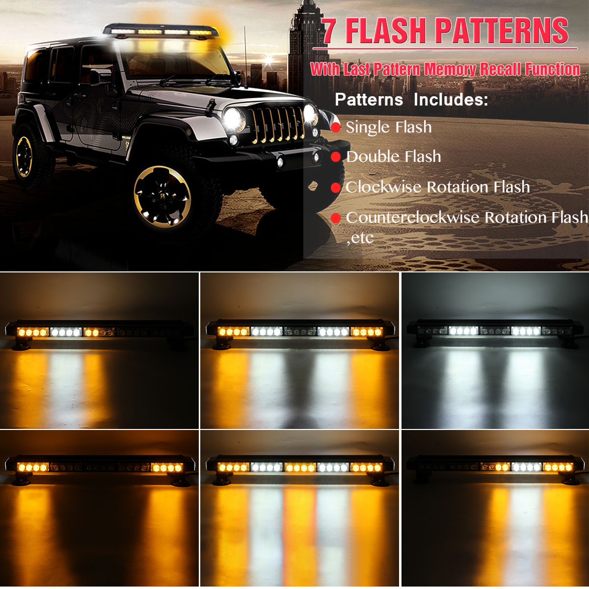 12V-24quot-46LED-Car-Roof-Double-Side-Emergency-Strobe-Flash-Light-Lamp-Bar-White-and-Amber-For-Car--1705658