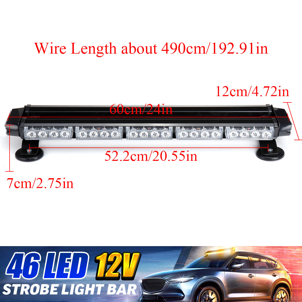12V-24quot-46LED-Car-Roof-Double-Side-Emergency-Strobe-Flash-Light-Lamp-Bar-White-and-Amber-For-Car--1705658