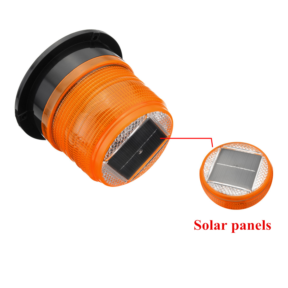 12V-Round-Roof-Solar-LED-Magnetic-Beacon-Light-Emergency-Warning-Strobe-Yellow-IP65-Waterproof-1607856