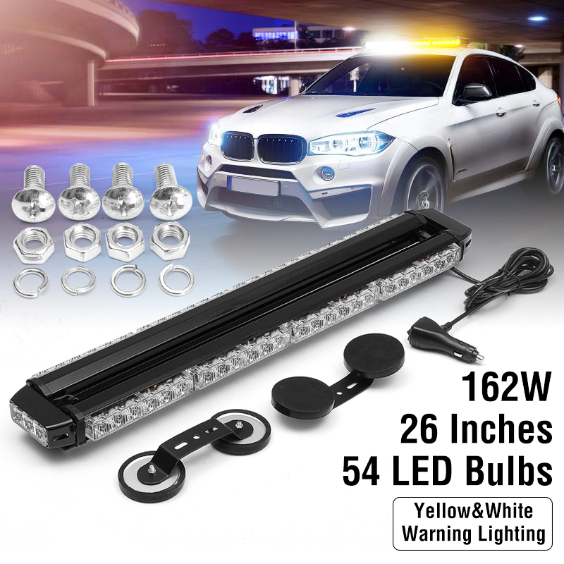 26Inch-162W-LED-Emergency-Warning-Lights-Bar-Double-Side-Flash-Strobe-Lamps-12V-YellowWhite-1417533