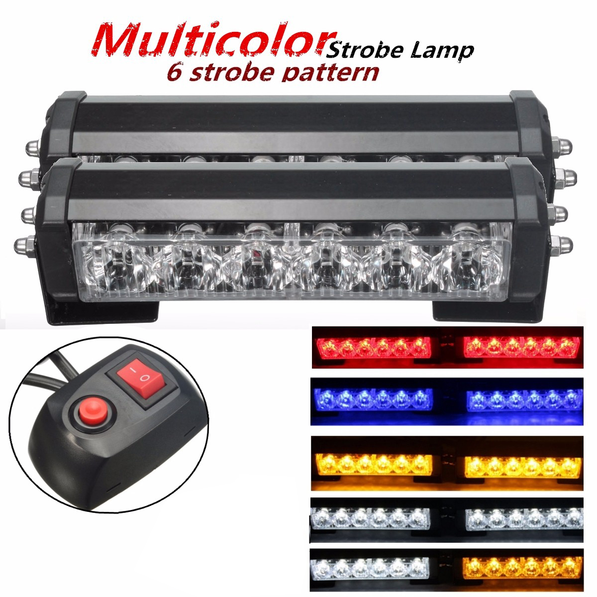 2PCS-12V-6-LED-Strobe-Lamp-Car-Truck-Warning-Flashing-Emergency-Grille-Bar-1787492