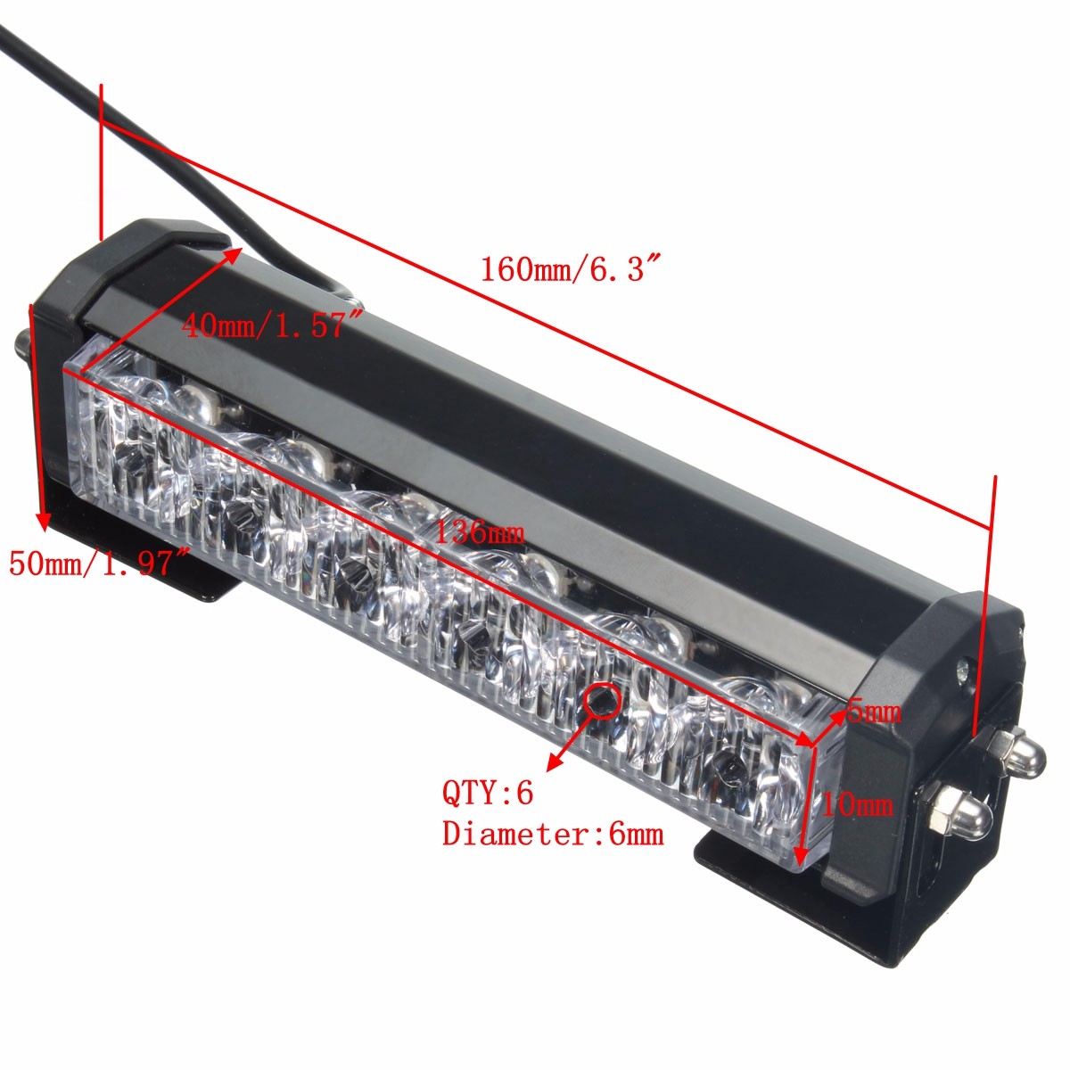 2PCS-12V-6-LED-Strobe-Lamp-Car-Truck-Warning-Flashing-Emergency-Grille-Bar-1787492