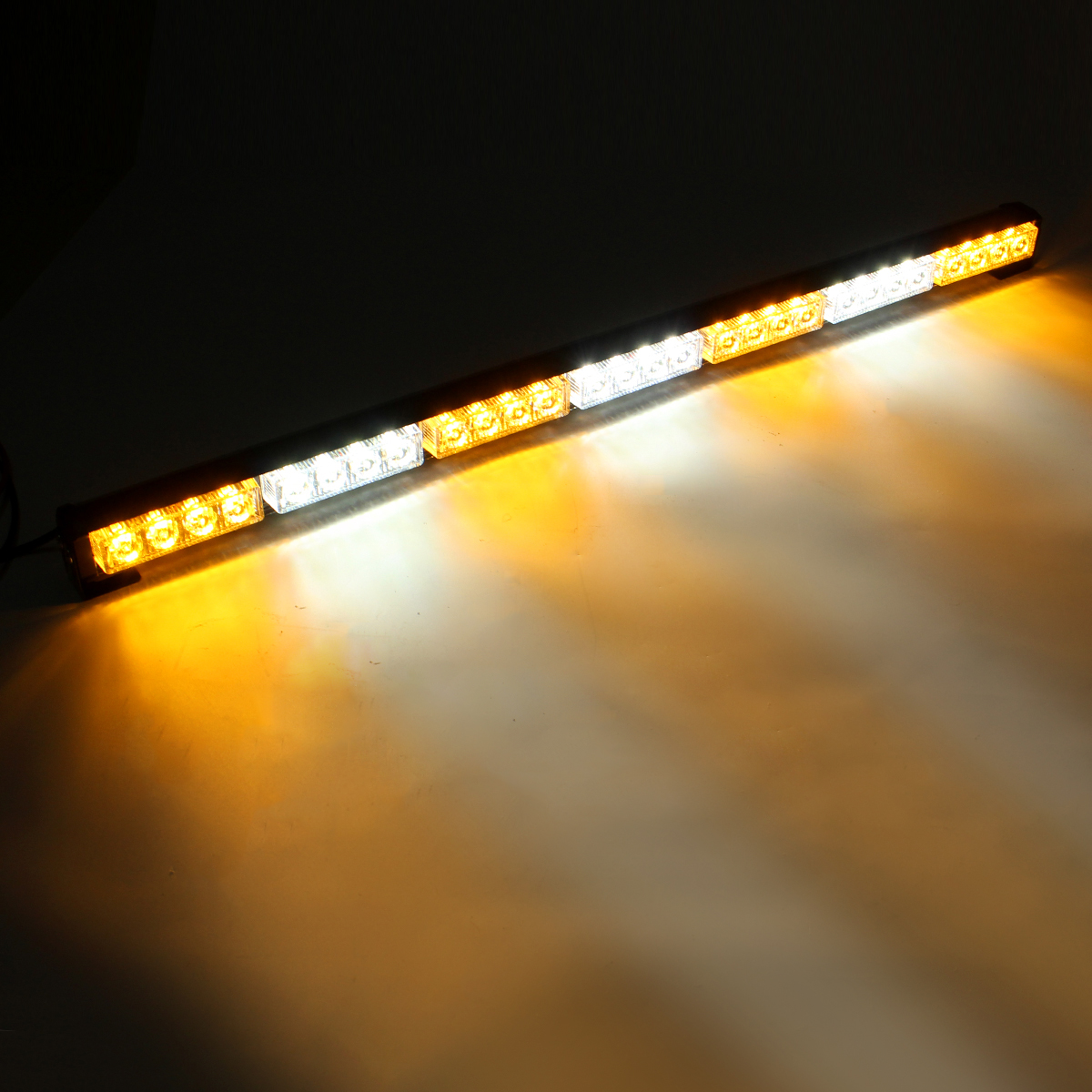 31quot-28-LED-Car-Flashing-Warning-Light-Bar-Traffic-Flash-Strobe-Lamp-DC12V-Amber--White-1346562