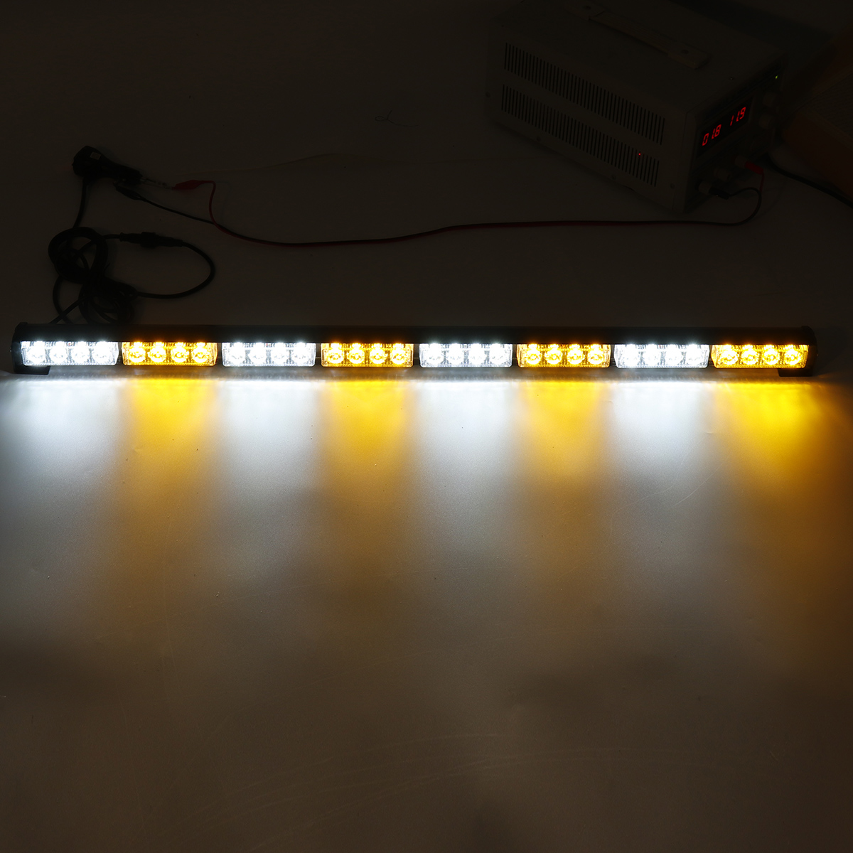 35Inch-32-LED-Warning-Strobe-Light-Traffic-Advisor-Emergency-Hazard-Bar-AmberWhite-1607850