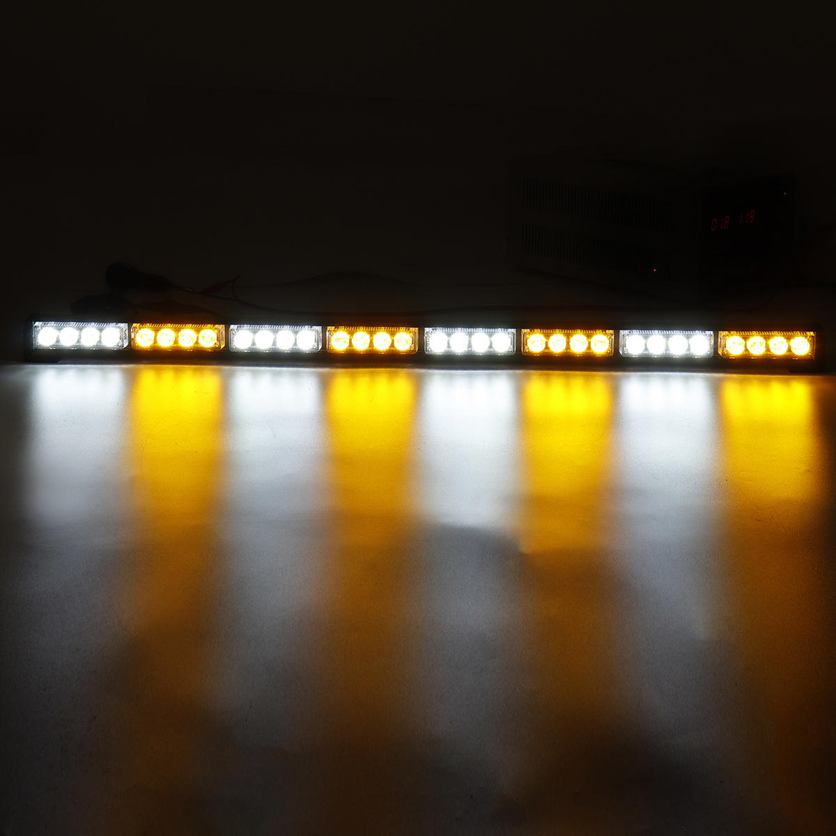 35Inch-32-LED-Warning-Strobe-Light-Traffic-Advisor-Emergency-Hazard-Bar-AmberWhite-1607850