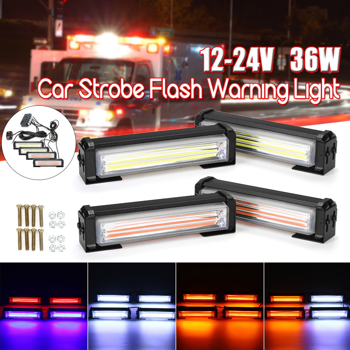 4Pcs-Universal-12V-24V-Car-COB-Strobe-Flash-Warning-Lights-36W-One-For-Four-1680593