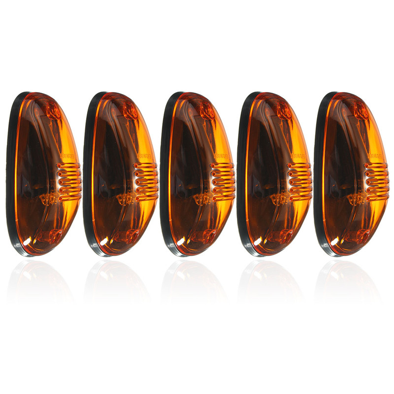 5pcs-Oval-LED-Cab-Roof-Lights-Runing-Marker-Yellow-Lens-For-Truck-1059769