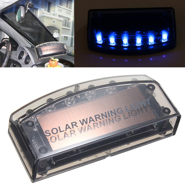 Auto-Solar-Charger-LED-Car-Burglar-Alarm-Warning-Blue-Light-Sensor-Security-994033