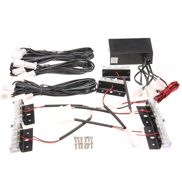 Car-12V-6-Amber-LED-Flashing-Grill-Lights-Bar-Strobes-Warning-Recovery-Breakdown-994034