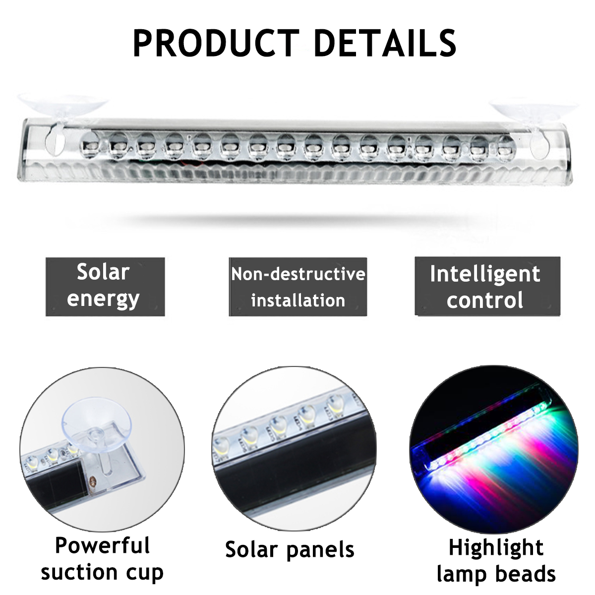 Car-LED-RGB-16-Color-Solar-Remote-Control-Warning-Emergency-Strobe-Light--Anti-tailing-12V-8W-1605079
