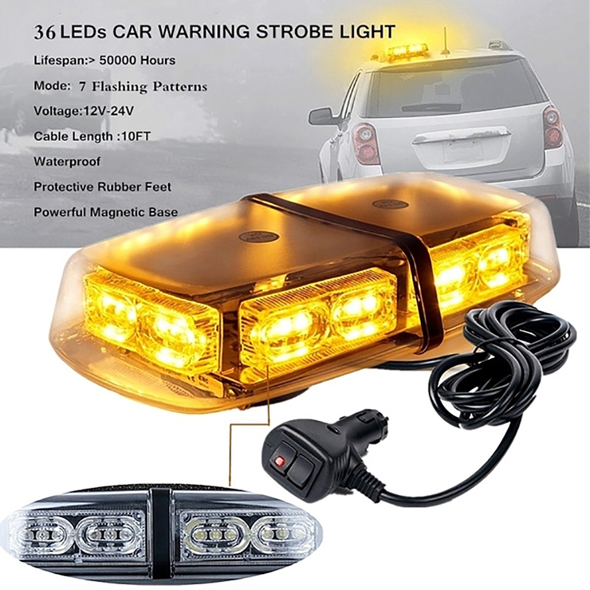 Strobe-Light-36LED-Amber-Recover-Lights-Waterproof-Car-Emergency-Light-Warning-1778966