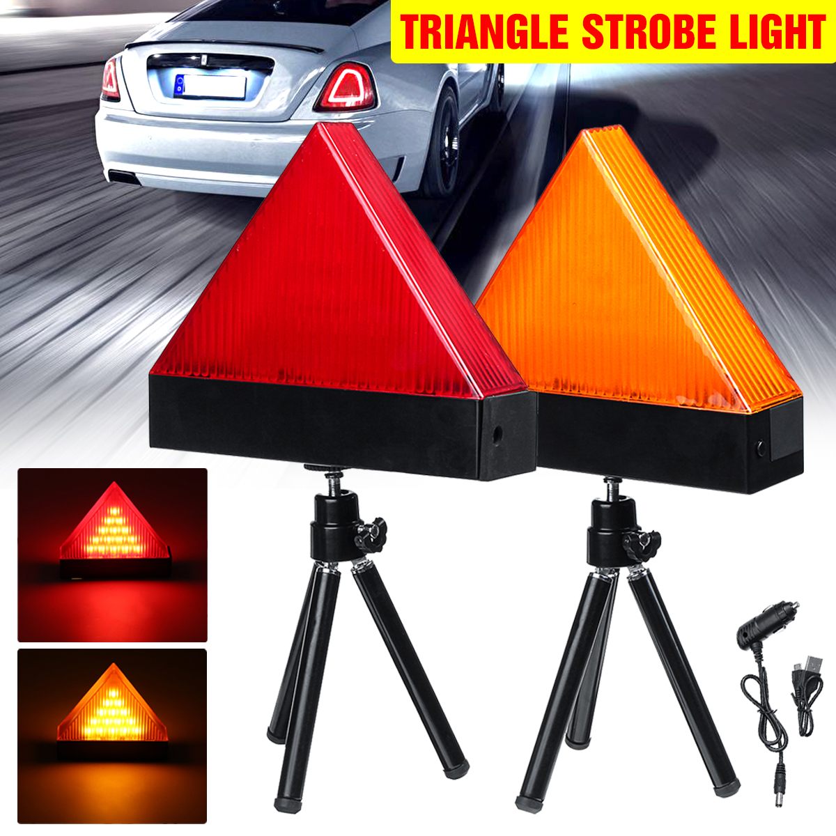 Universal-Rechargeable-LED-Car-Triangle-Warning-Strobe-Lights-RedYellow-with-Tripod-Emergency-Securi-1597101
