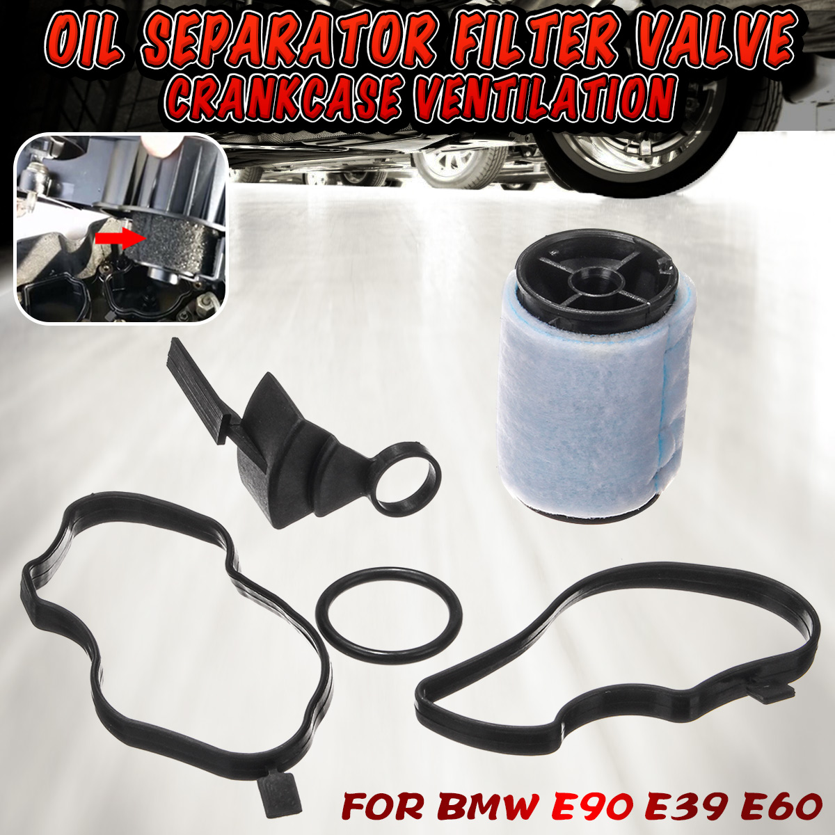 Oil-Filter-Valve-With-Gaskets-Crankcase-Ventilation-Breather-Separator-For-BMW-E90-E39-E60-1811910