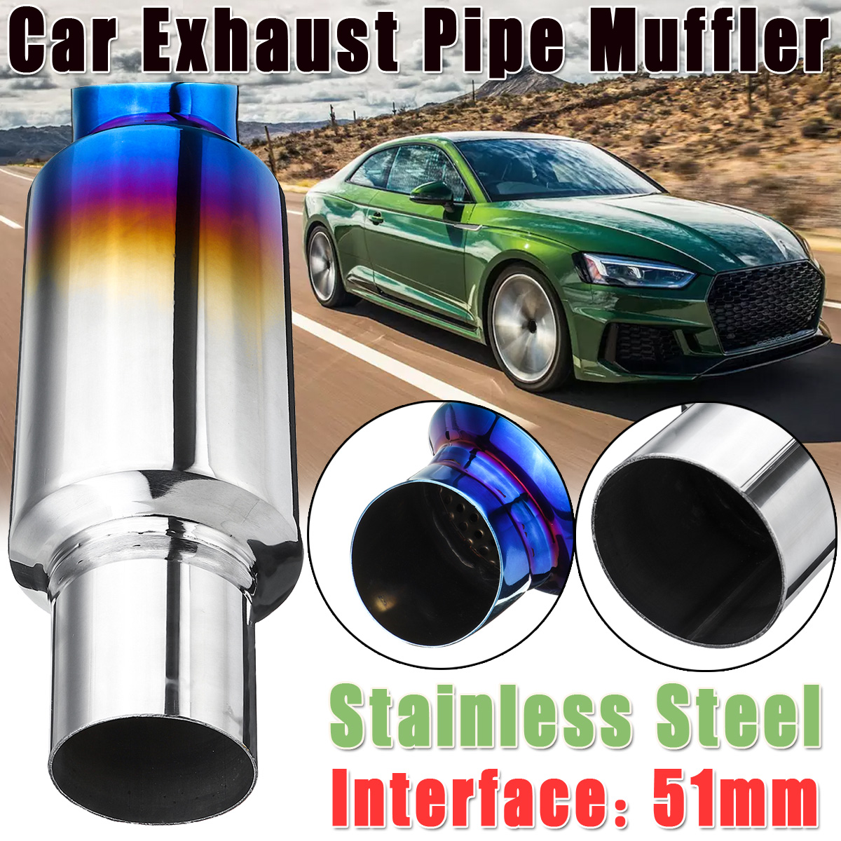 51mm-Inlet-Universal-Car-Rear-Muffler-Exhaust-Tail-Pipe-Tip-Silencer-1787495