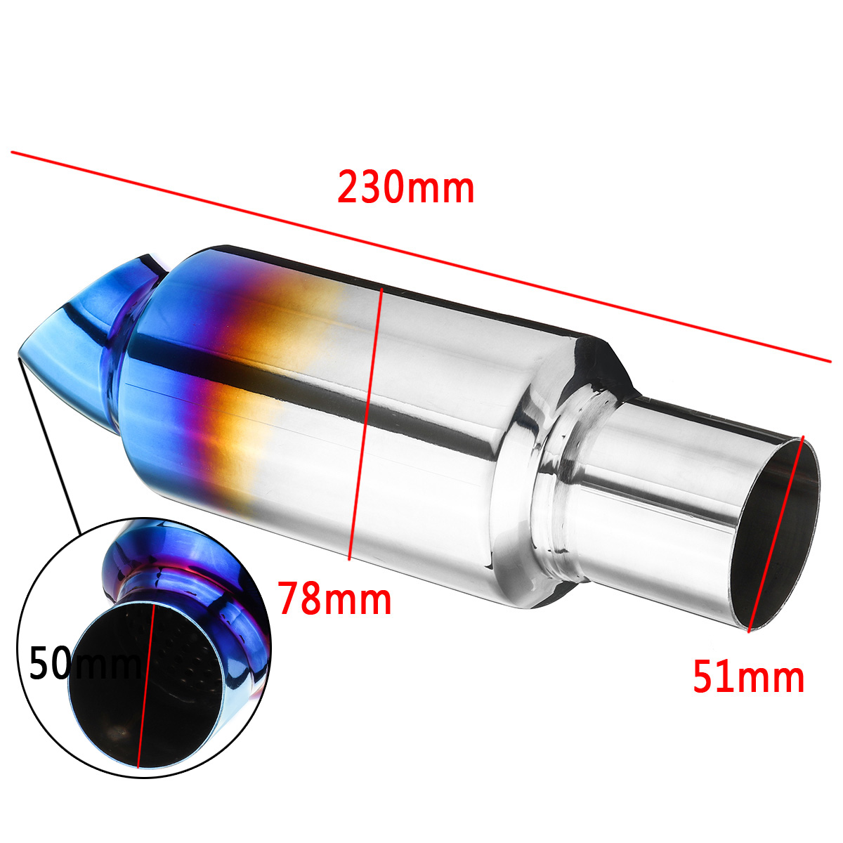 51mm-Inlet-Universal-Car-Rear-Muffler-Exhaust-Tail-Pipe-Tip-Silencer-1787495