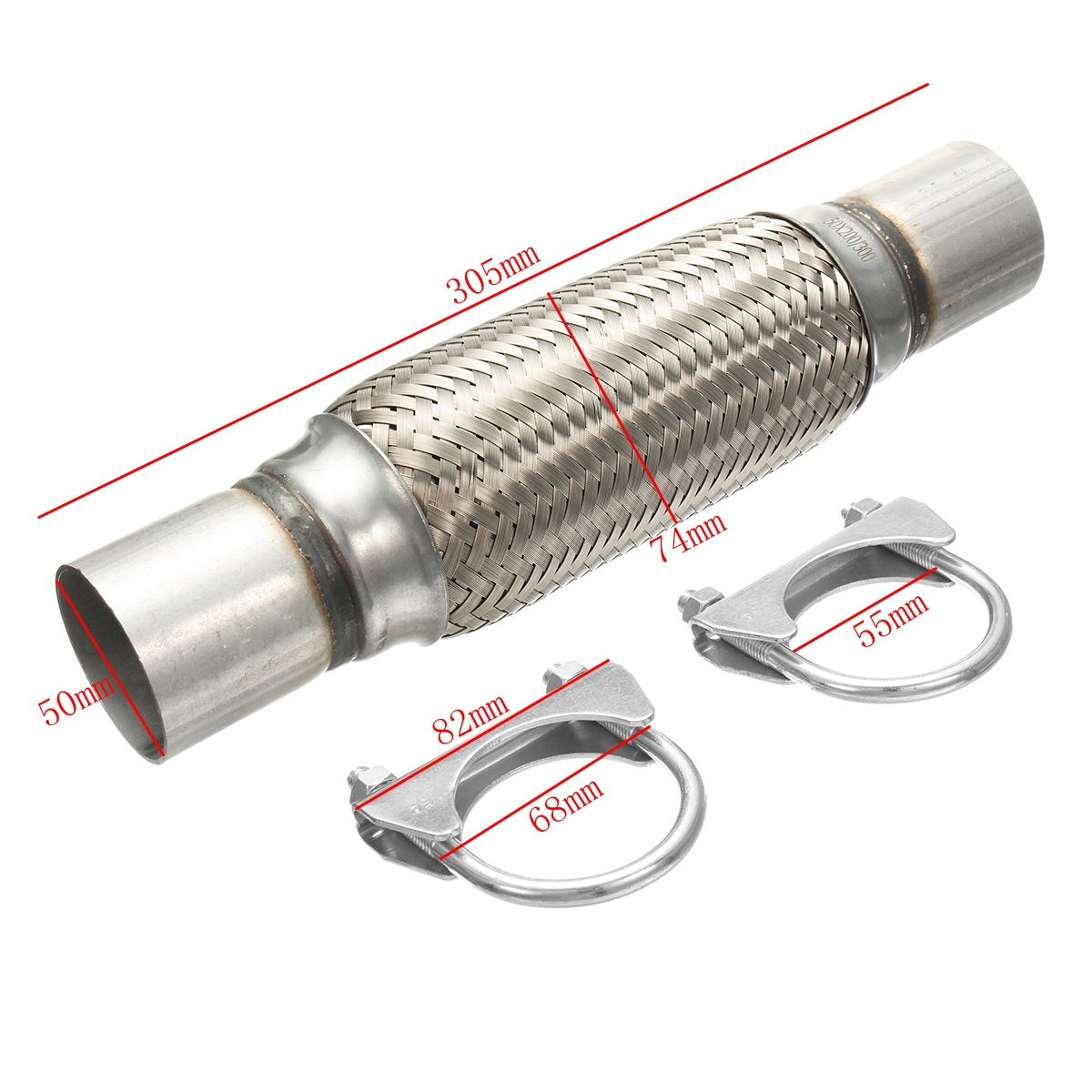 Exhaust-Clamp-On-Flexi-Tube-Joint-Flexible-Pipe-Repair-50-x-300mm-Flex-1188832