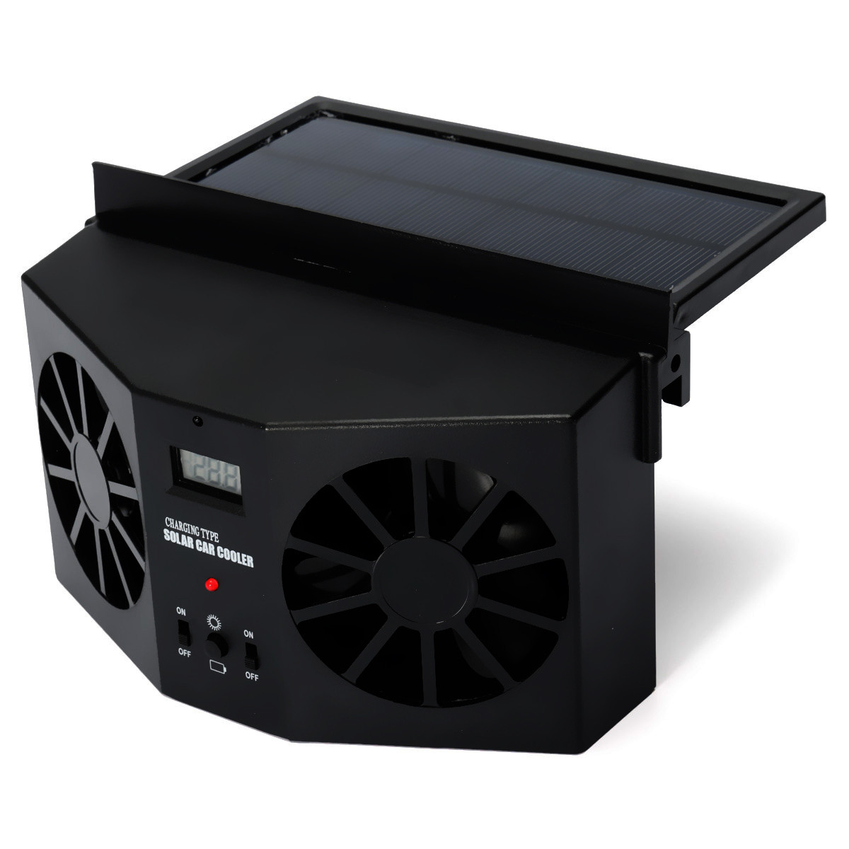 Solar-Power-Car-Exhaust-Fan-Double-Air-Outlet-Window-Cooling-Cooler-Rechargeable-Ventilation-Black-1371930