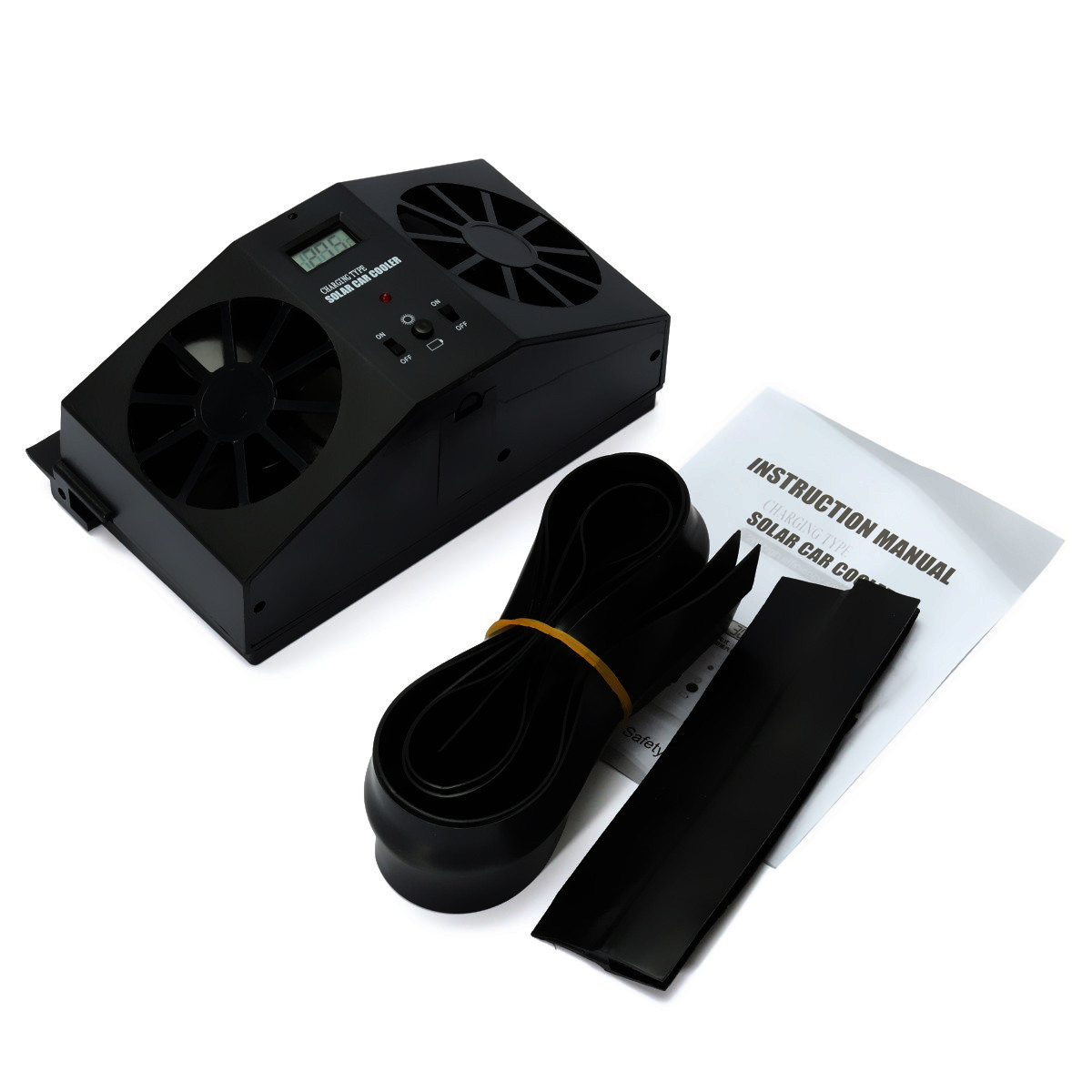 Solar-Power-Car-Exhaust-Fan-Double-Air-Outlet-Window-Cooling-Cooler-Rechargeable-Ventilation-Black-1371930
