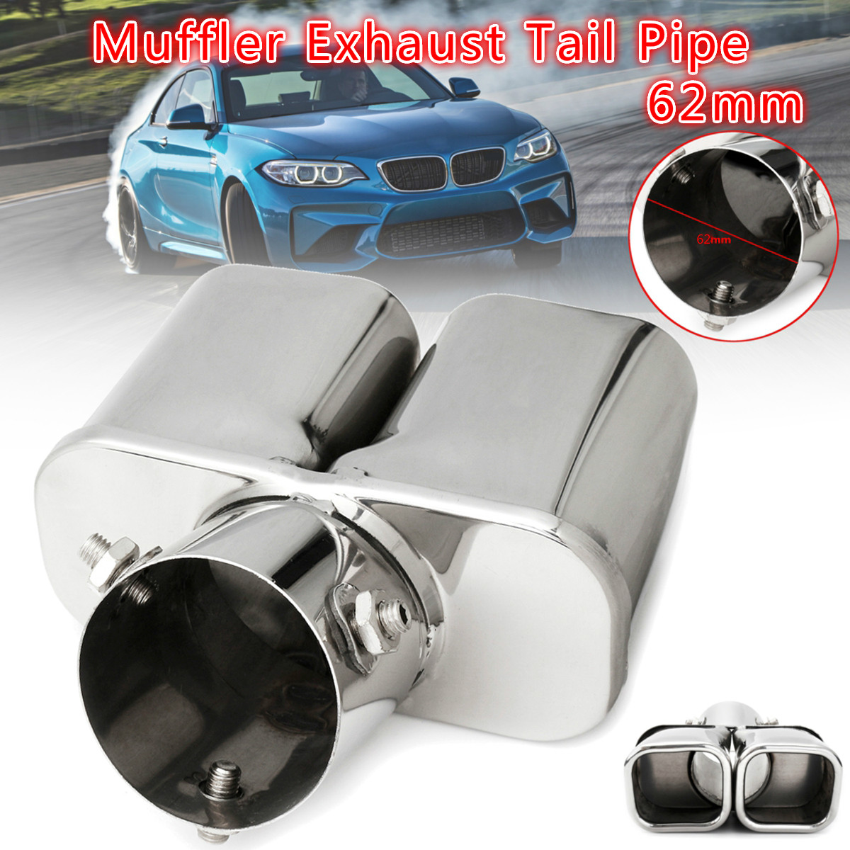 Universal-63mm-25-Inch-Stainless-Steel-Car-Exhaust-Muffler-Dual-Tip-End-Tail-Pipe-1334131