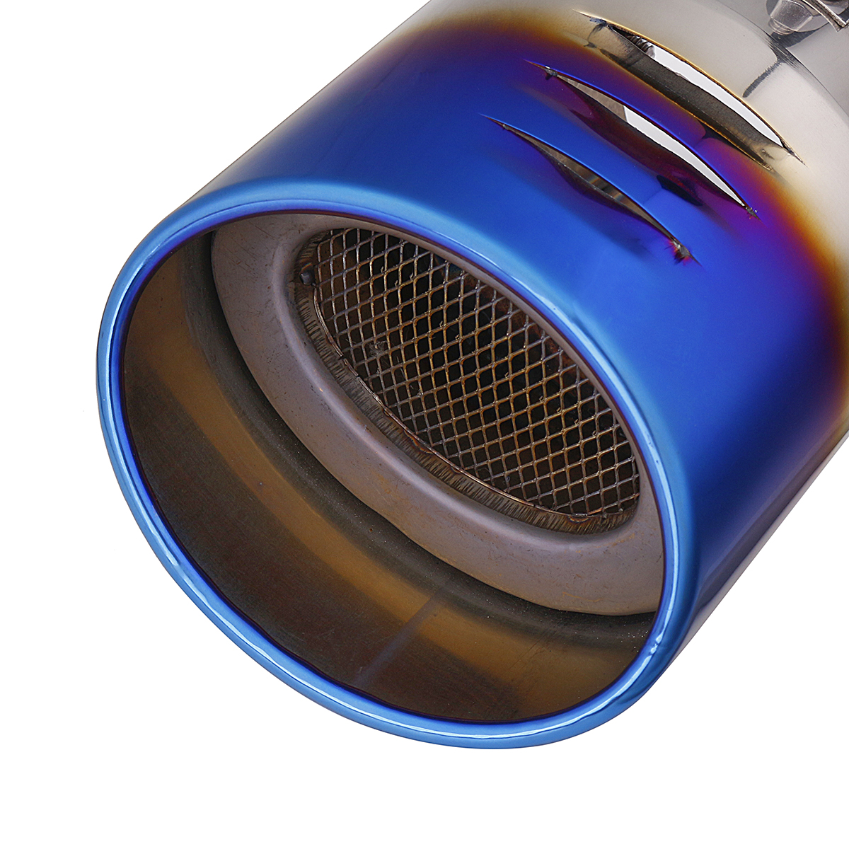 Universal-Blue-Grilled-Half-Grilled-Muffler-Exhaust-Tip-End-Tail-Pipe-1787504