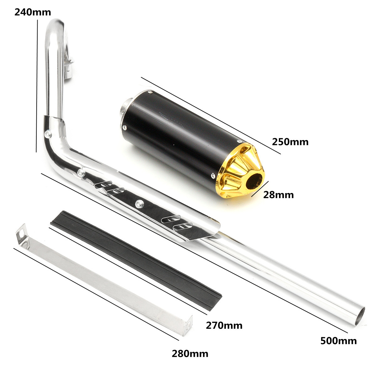 110cc-125cc-140cc-Performance-CNC-Exhaust-Pipe-System-Muffler-Gold-Pit-Dirt-Bike-1217714