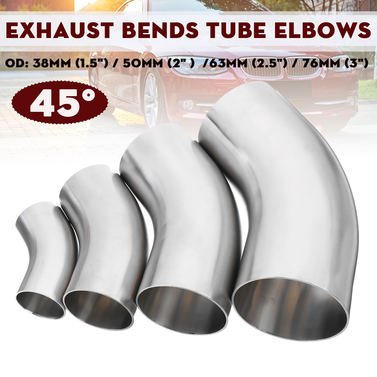 15--2--25--3-OD-45-Degree-Exhaust-Pipe-Bends-Tube-Elbows--Stainless-Steel-1784194