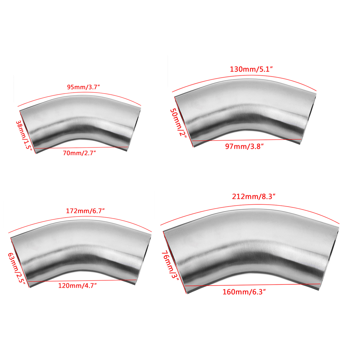 15--2--25--3-OD-45-Degree-Exhaust-Pipe-Bends-Tube-Elbows--Stainless-Steel-1784194