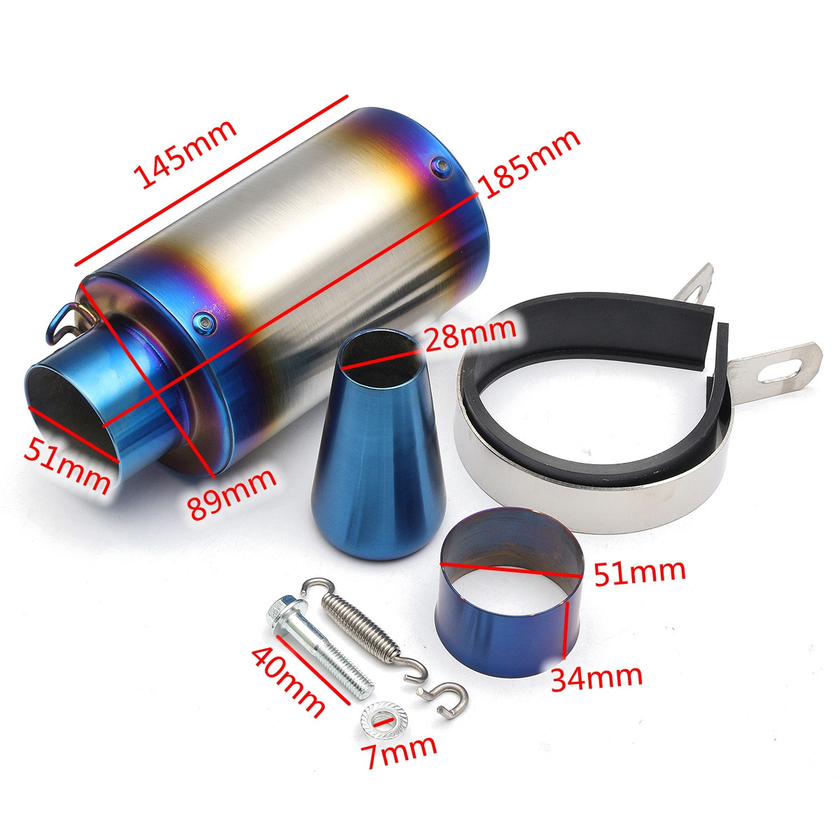 28-51mm-Motorcycle-Cylinder-Exhaust-Muffler-Pipe-BluingCarbon-Fiber-Universal-1124075