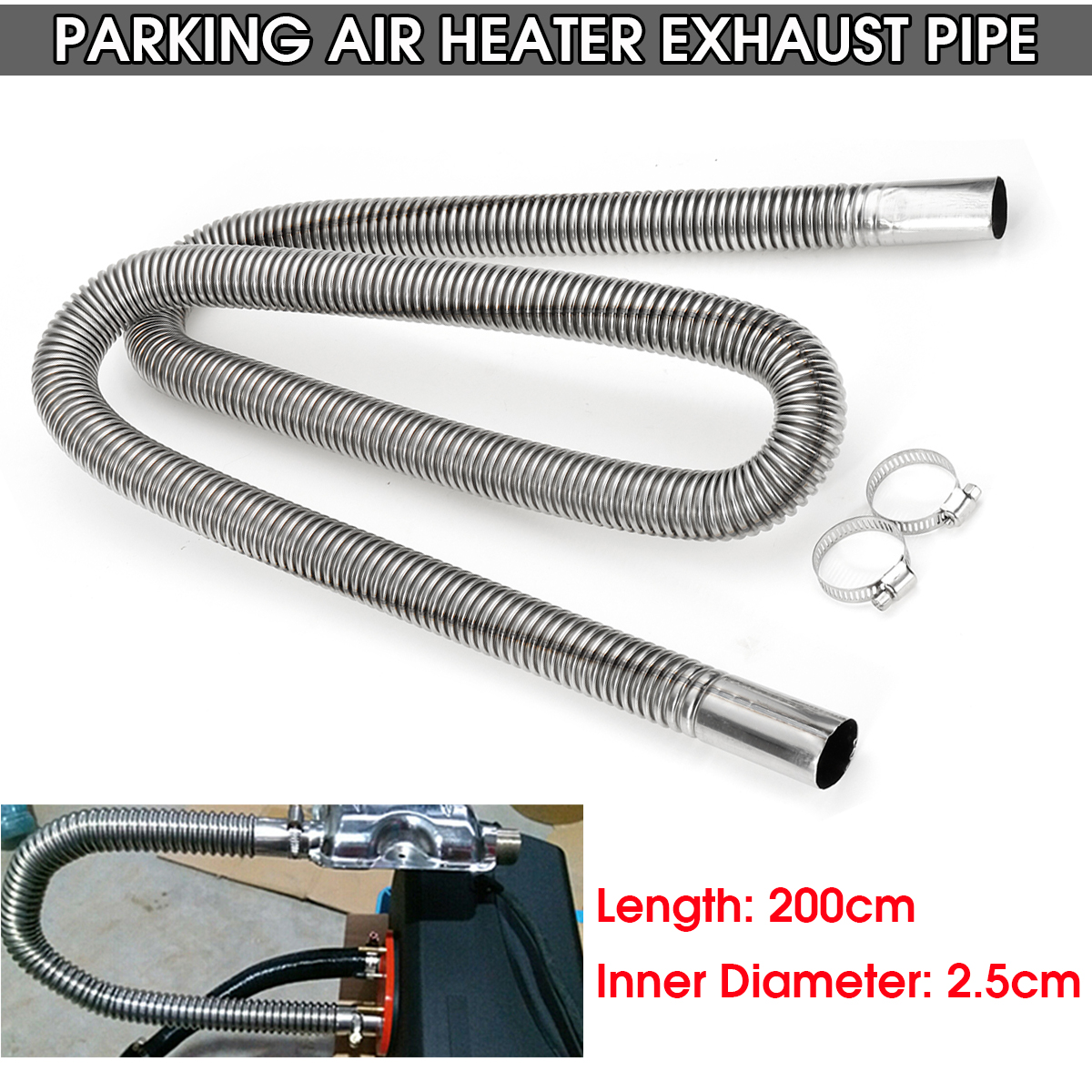 2M-25cm-Stainless-Steel-Exhaust-Pipe-Parking-Air-Heater-Tank-Diesel-Gas-Vent-1607842