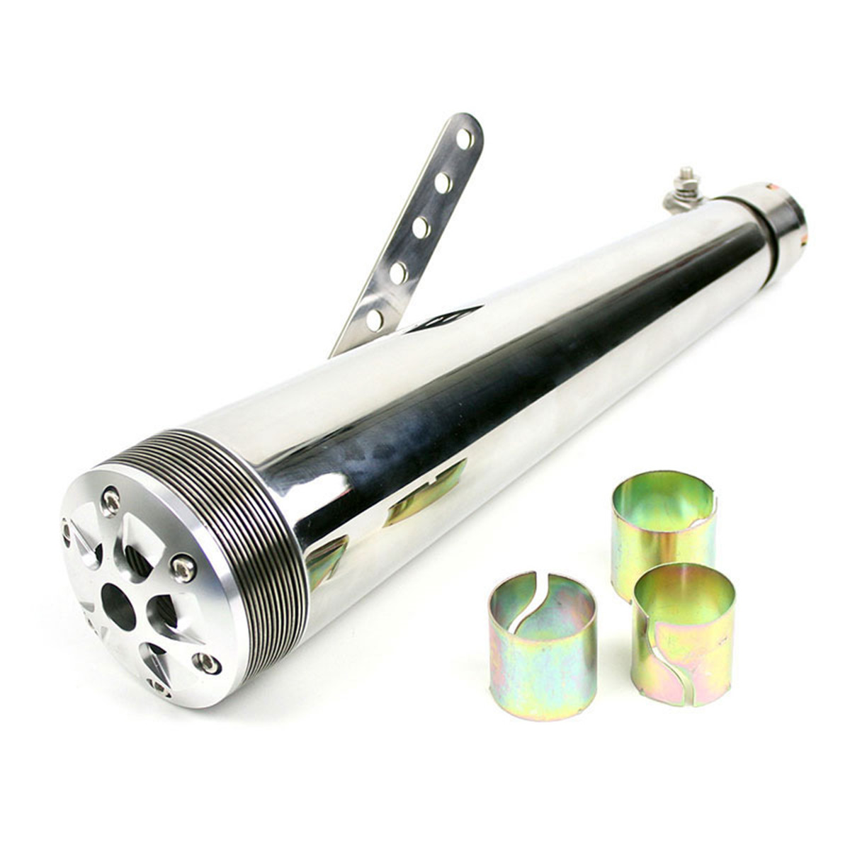 3-14quot-385404345mm-Motorcycle-Exhaust-Muffler-Pipe-Slip-on-Billet-Cap-For-Harley-2014-2017-Chrome-1654191