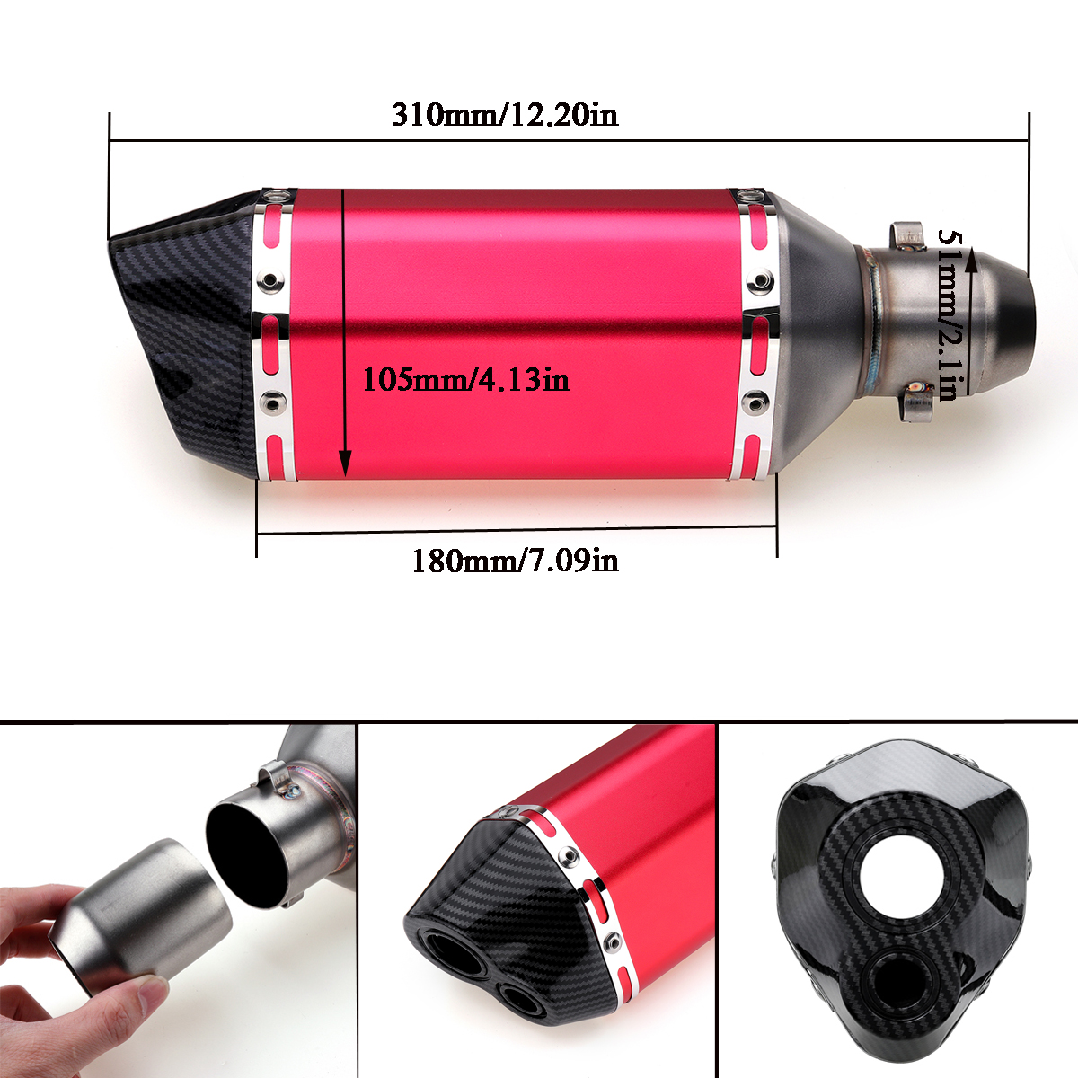 310mm-Red-Universal-Motorcycle-Dirt-Bike-ATV-Exhaust-Muffler-Pipe-DB-Killer-38-51mm-1407628